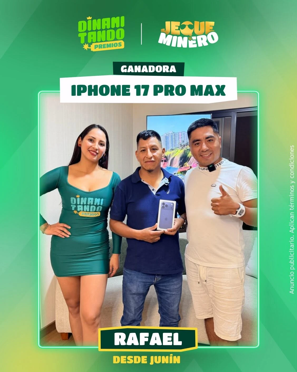 Rafael, ganador del iPhone 17 Pro Max, desde Junín