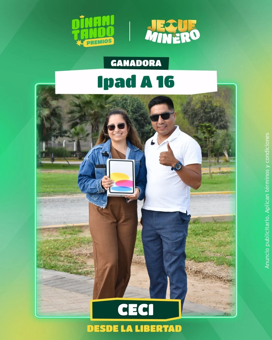 Ceci, ganadora de un iPad A16, desde La Libertad