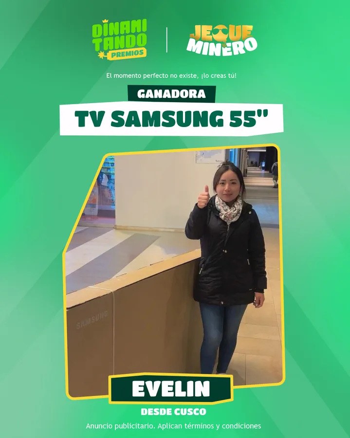 Evelin, ganadora de un televisor Samsung de 55 pulgadas